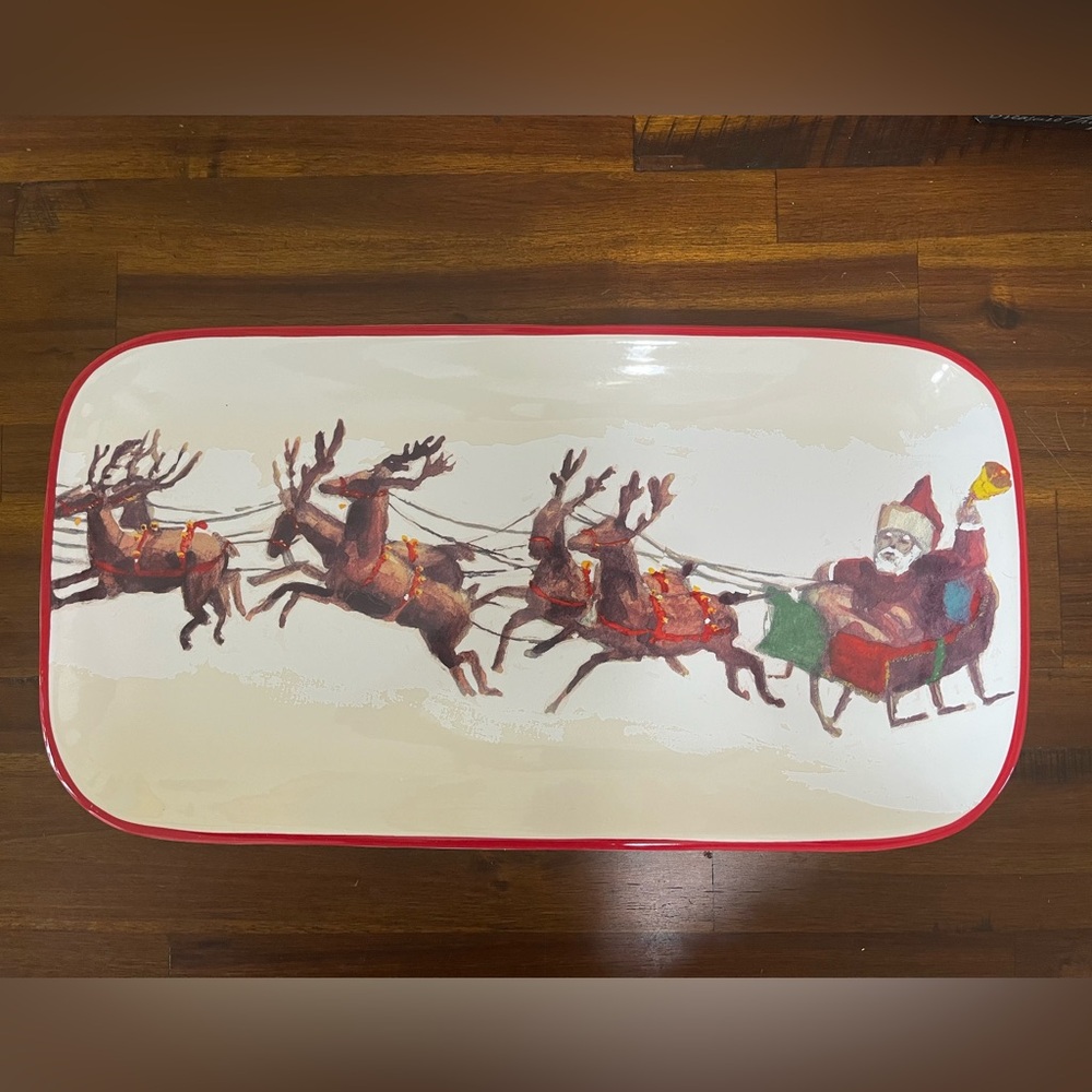 Williams Sonoma Santa & His Reindeer Platter